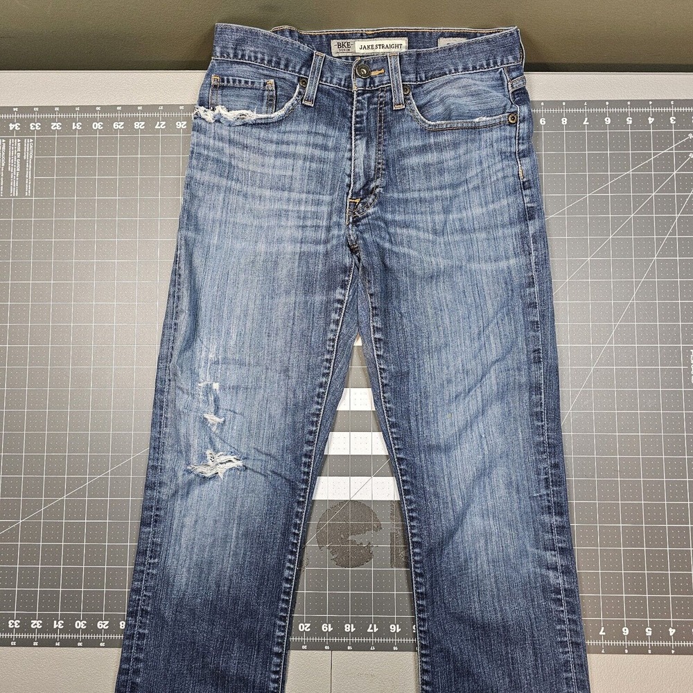 BKE Jake Straight Jeans Mens 30x30 Biker Western Cowboy Grunge Distressed Faded